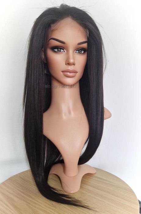 Черна перука от микс естествен косъм и примеси 70 см с Lace 4×4