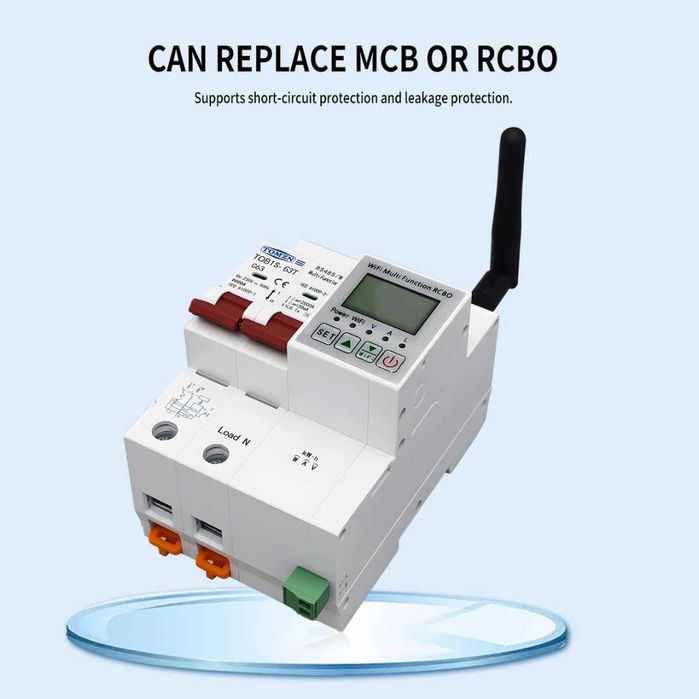 63A Електромер – Защита от късо съединение  WIFI TUYA RCBO RS485