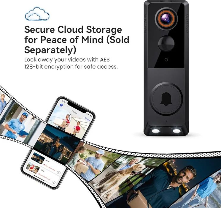 Sonerie video wireless WiFi 2.4GHz 1080P cu sonerie, vedere nocturnă,