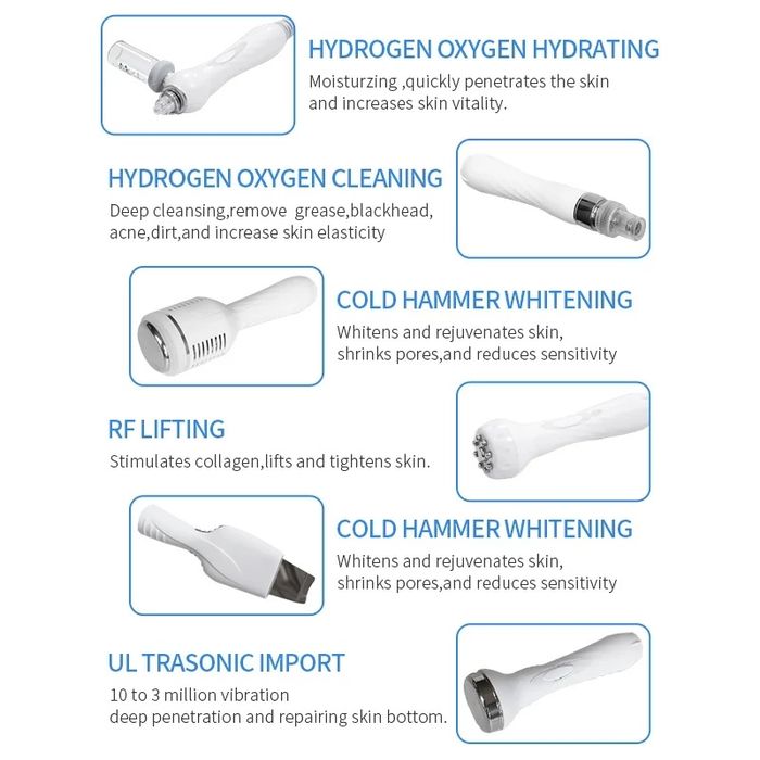 Апарат 6 В 1 водно дермабразио, кислород, RF, BIO, ултразвук и шпатула