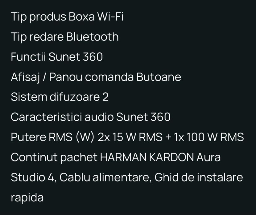 Boxa Harman Kardon  Studio 4 Aura deschisa pentru proba !!!