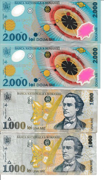 Bancnote eclipsa + 1000 lei + 500 lei