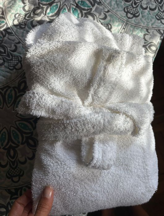 Halat de baie hotelier premium unisex,  100% bumbac, alb