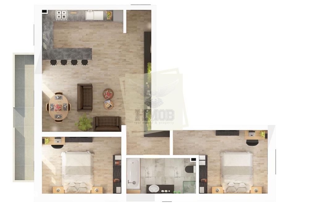 Dezvoltator vand 3 camere cu balcon la Mega Image 0% comision