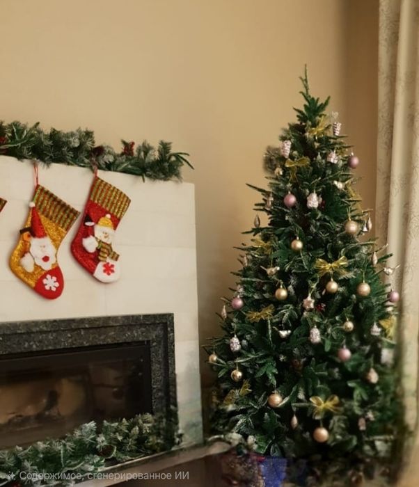 Ёлка новогодняя и игрушки с гирляндами