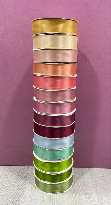 Атлас ленты  1 см, 2,5 см и 4 см по 100 ярдов