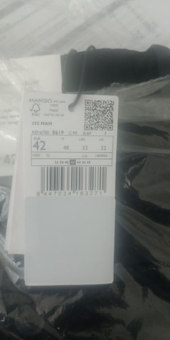 Mango Chino мъжки панталон черен, Нов, 42