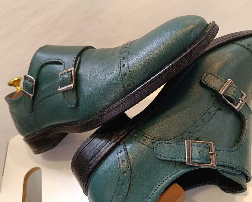 Pantofi double monk 40.5 41 cap toe Bellagio piele naturala moale