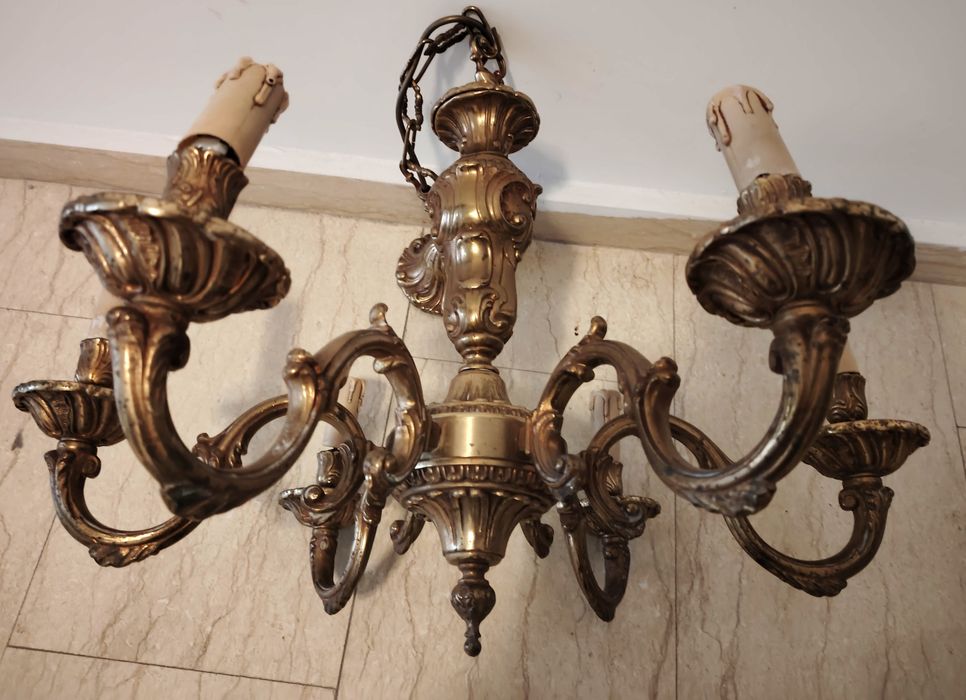 Candelabru deosebit din bronz masiv in stil francez cu 6 brațe ,piesa