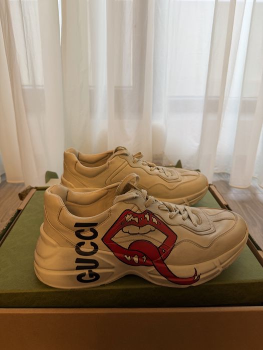 Gucci Rhyton Distressed Leather Sneakers Mouth
