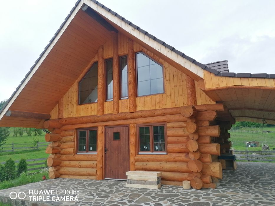 Case cabane din lemn rotund necalibrat