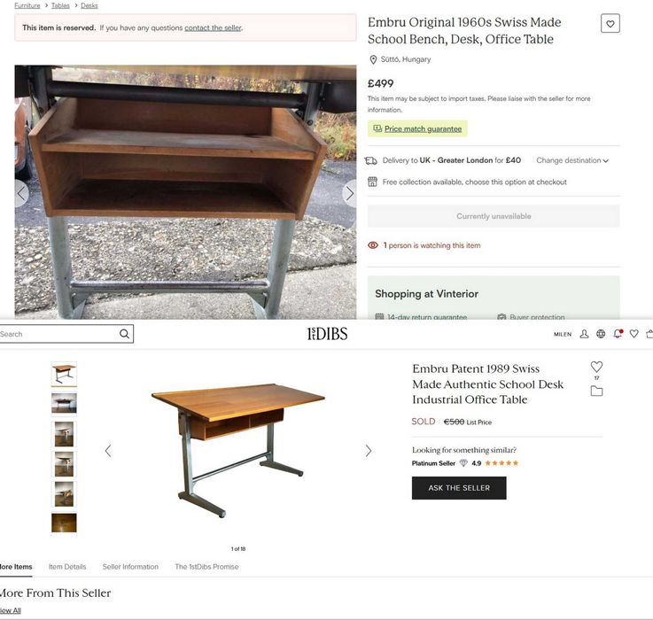 Ученически бюра. Антикварна стойност. EMBRU Swiss. 8 бр.