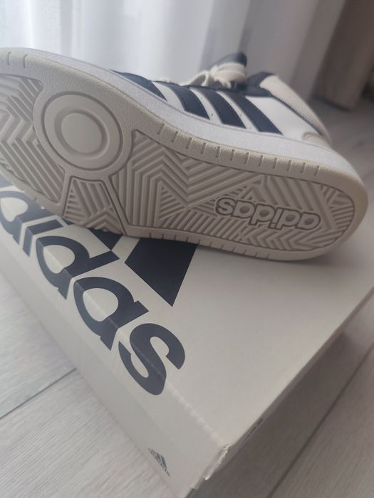 Pantofi sport mid-high din piele ecologica Hoops3.0, Alb, Negru stins,