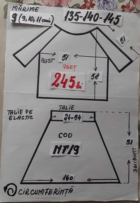 Costum popular pentru copii marimile 9 si 10 (9-10-11-12-13 ani)