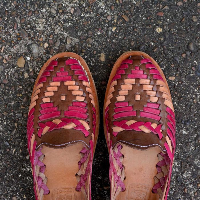 Sandale impletite  piele naturala Women Huarache Pink/Brown/Tan mexico noi mr.36