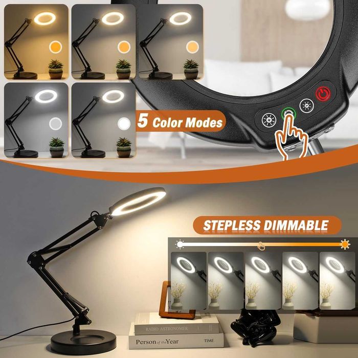 LED настолна лампа с лупа