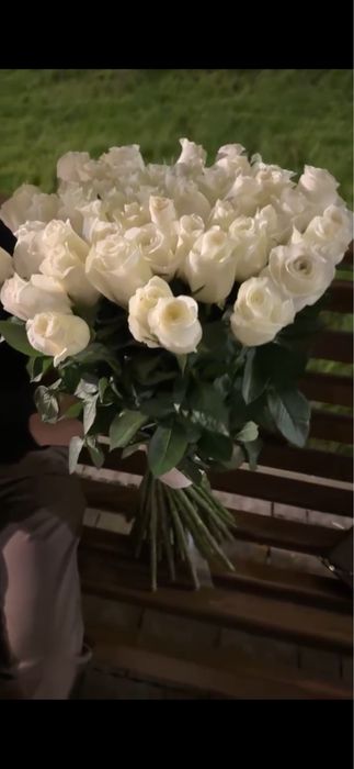Белые розы 51 шт