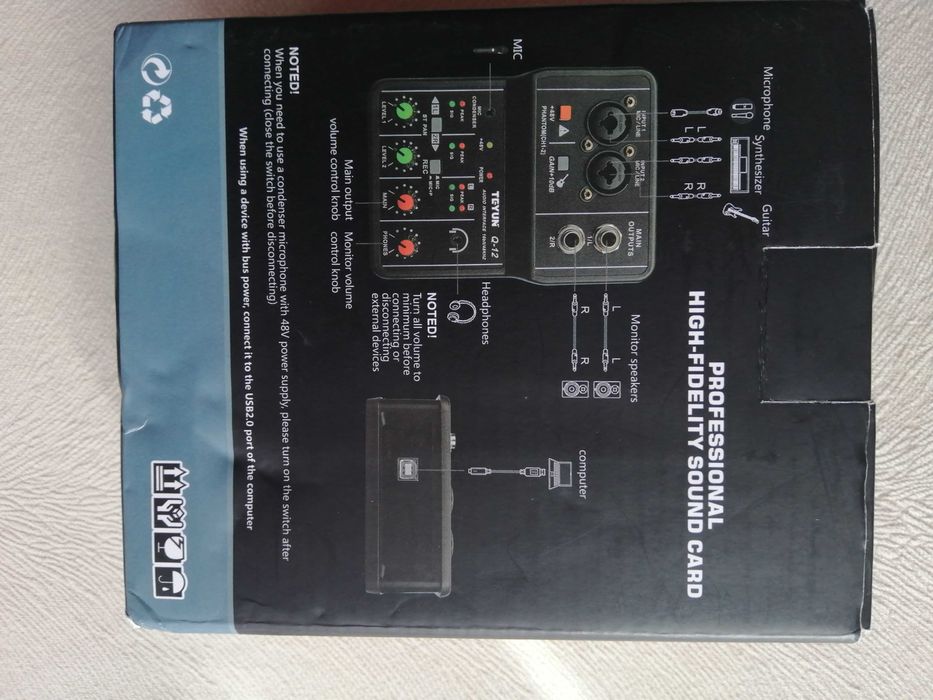 Външна звукова карта TEYUN 16-bit/ 48 KHz  за лаптоп, компютър, китара