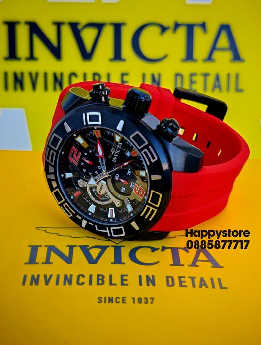 INVICTA Pro Diver Red black dial 50 mm, Инвикта нов ръчен часовник