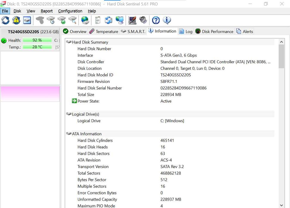 240 GB Transcend, SSD220S, SSD SATA 6Gb/s, 2.5"