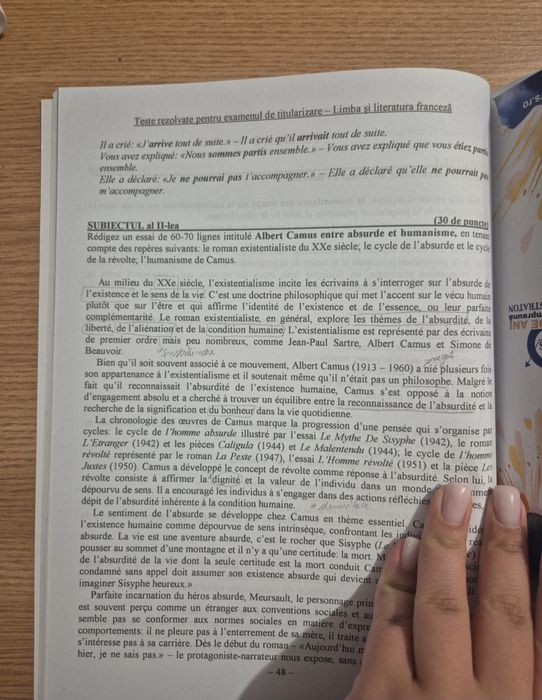 Titularizare, limba franceză