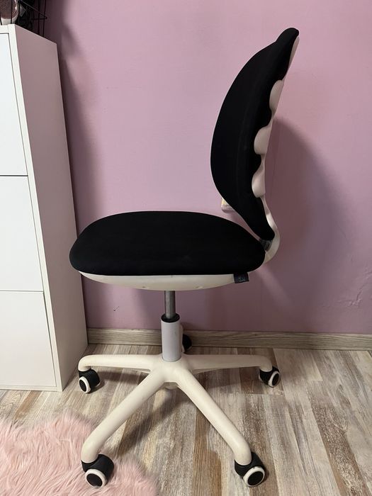 RFG Детски стол Lucky White, дамаска, черна седалка, черна облегалка