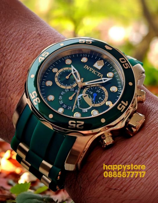 INVICTA SCUBA Green/Gold 48mm, Инвикта нов ръчен часовник