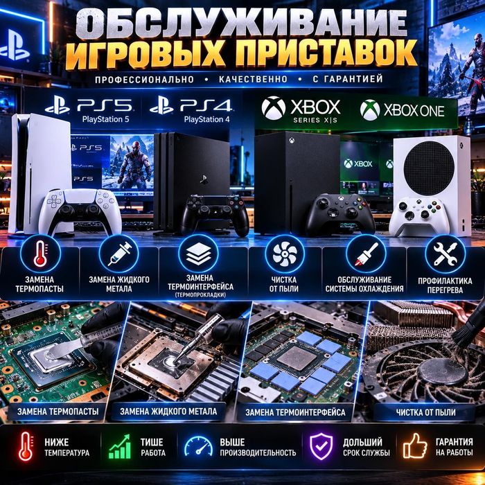 Профессиональная чистка PS5, PS4, XBOXOn