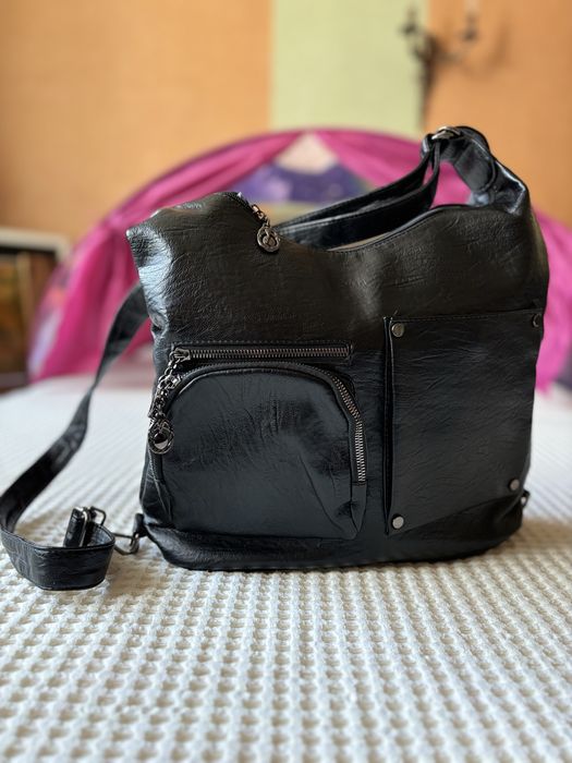 Дамска кожена чанта -раница