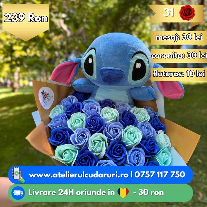 Buchete de flori cu Stitch si Angel | Livrare oriunde