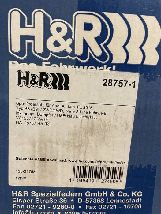 Set Arcuri H&R pentru Audi A4 B9(b8)
