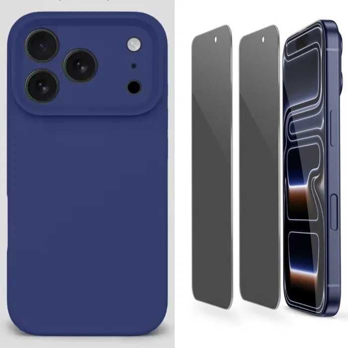 Husa Silicon ( diverse culori ) si Folie Sticla Privacy iPhone 13 Pro