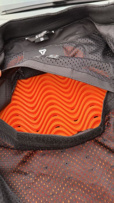 Geaca moto piele SECA SRS II negru/rosu/camo