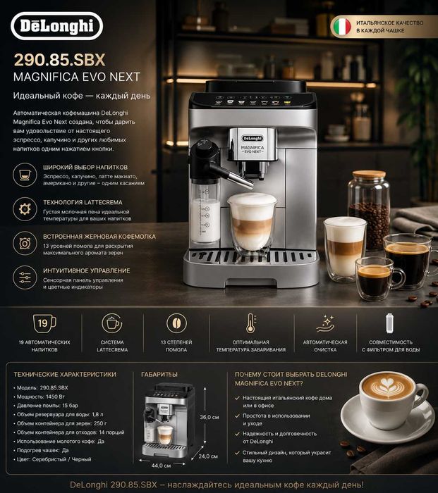 Кофемашина DeLonghi ECAM290.85.SBX Magnifica Evo optom narhlar