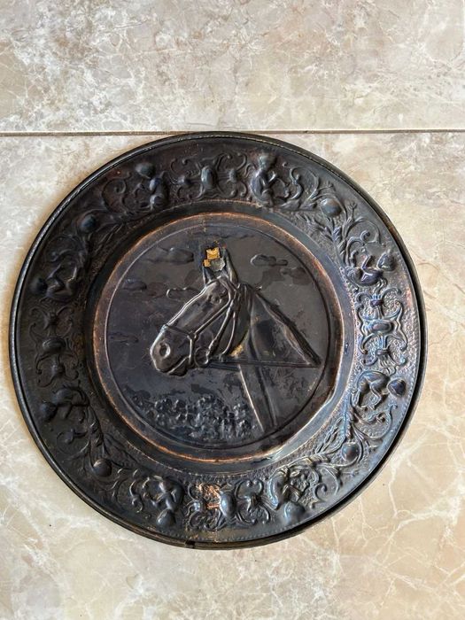 Медно пано, чиния за стена «Кон»