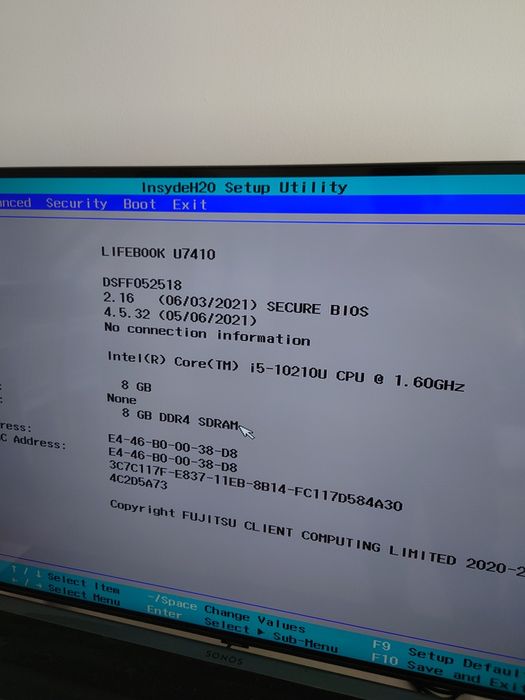 Placă de bază Fujitsu lifebook U7410 funcțională (partea de jos) cu procesor i5 gen 10