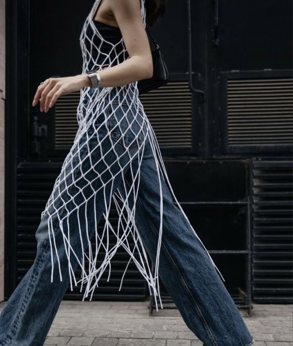 Платье сетка макраме