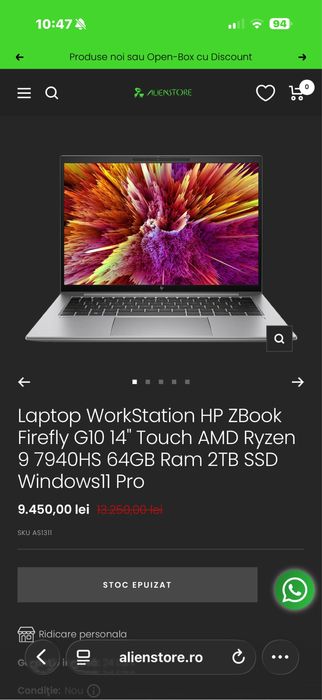 HP Zbook Firefly 14 g10a Ryzen 7940 64gb 2tb