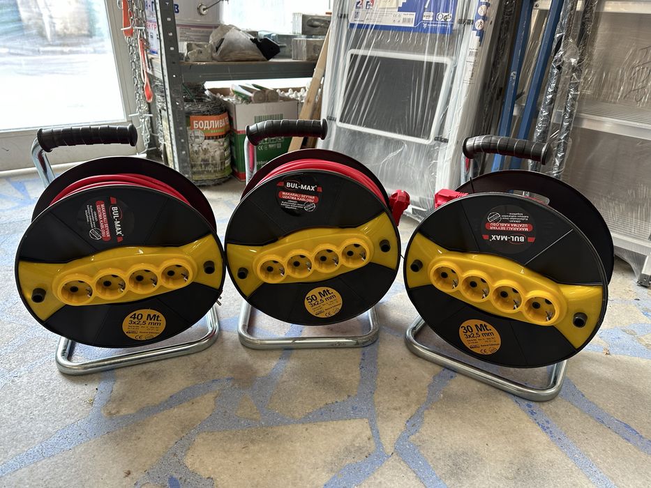 Удължител на макара 20м, 30м, 40м, 50м, 3 x 2.5 мм²