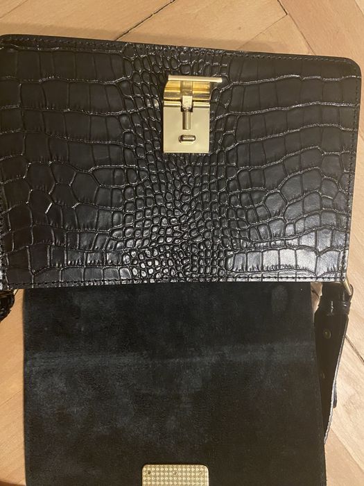 Geanta Zevo neagra piele textura crocodil