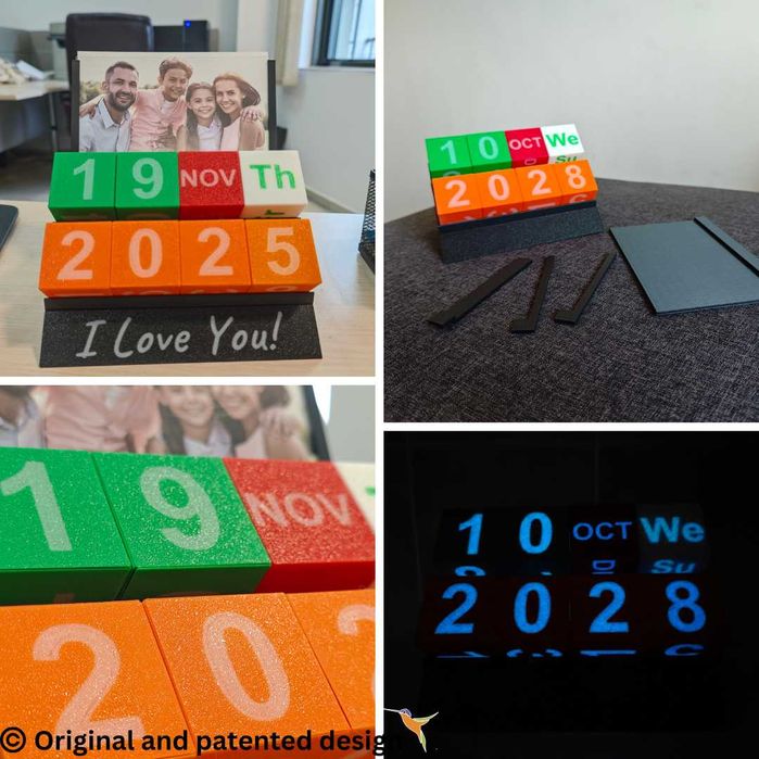 Персонализиран вечен календар с фоторамка, Светещ в тъмното, Послание