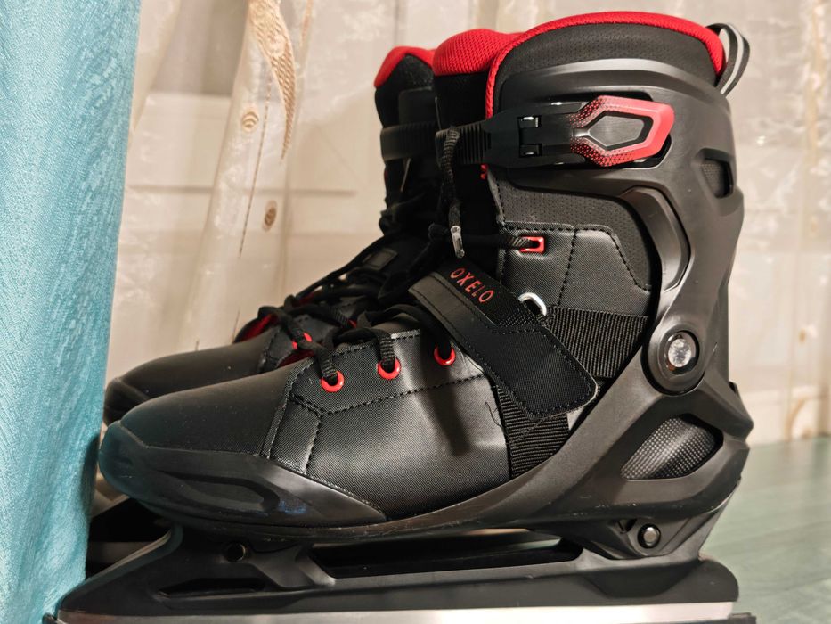 Patine Barbati OXELO FIT 500 Negru-Rosu Decathlon