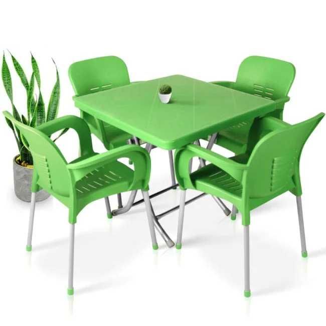 Комплект маса +4 стола 7 цвята син сив бежов зелен оранж червен мод.8в