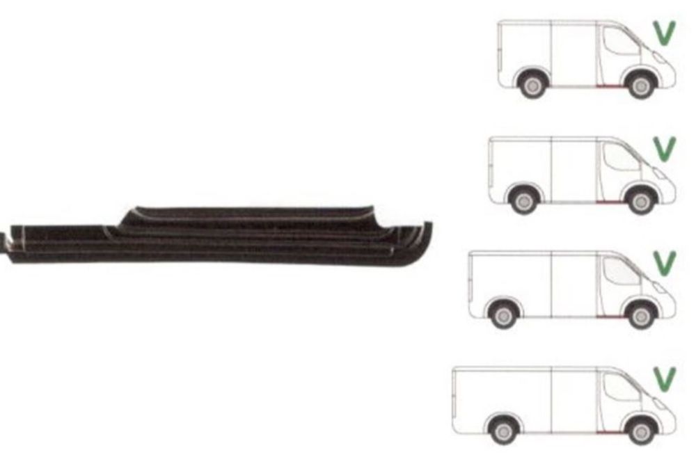 Prag metalic Mercedes Sprinter, 07.2006-06.2018, VW Crafter (2E), 12.2005-04.2017, partea Dreapta, Klokkerholm, usa fata