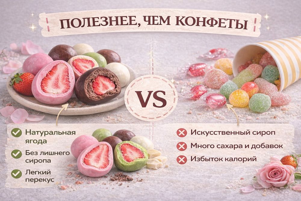 Сублинированая клубника в шоколаде