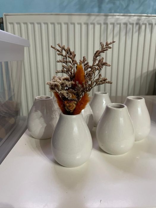 Vând 7 vaze albe 9 cm nuntă sau decorațiuni evenimente sau botez