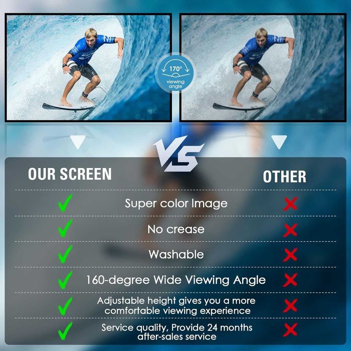 Ecran de proiectie LEORFI 150 inch cu suport, portabilexterior 16:9 HD