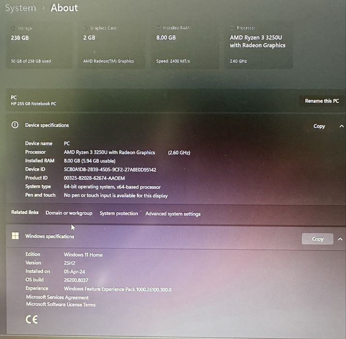 лаптоп HP 255 G8