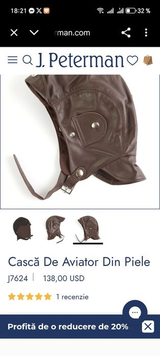 Cască de piele aviator