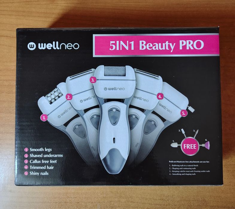 Aparat epilare DAMĂ 5-în-1 Wellneo Beauty PRO – set complet, ca nou